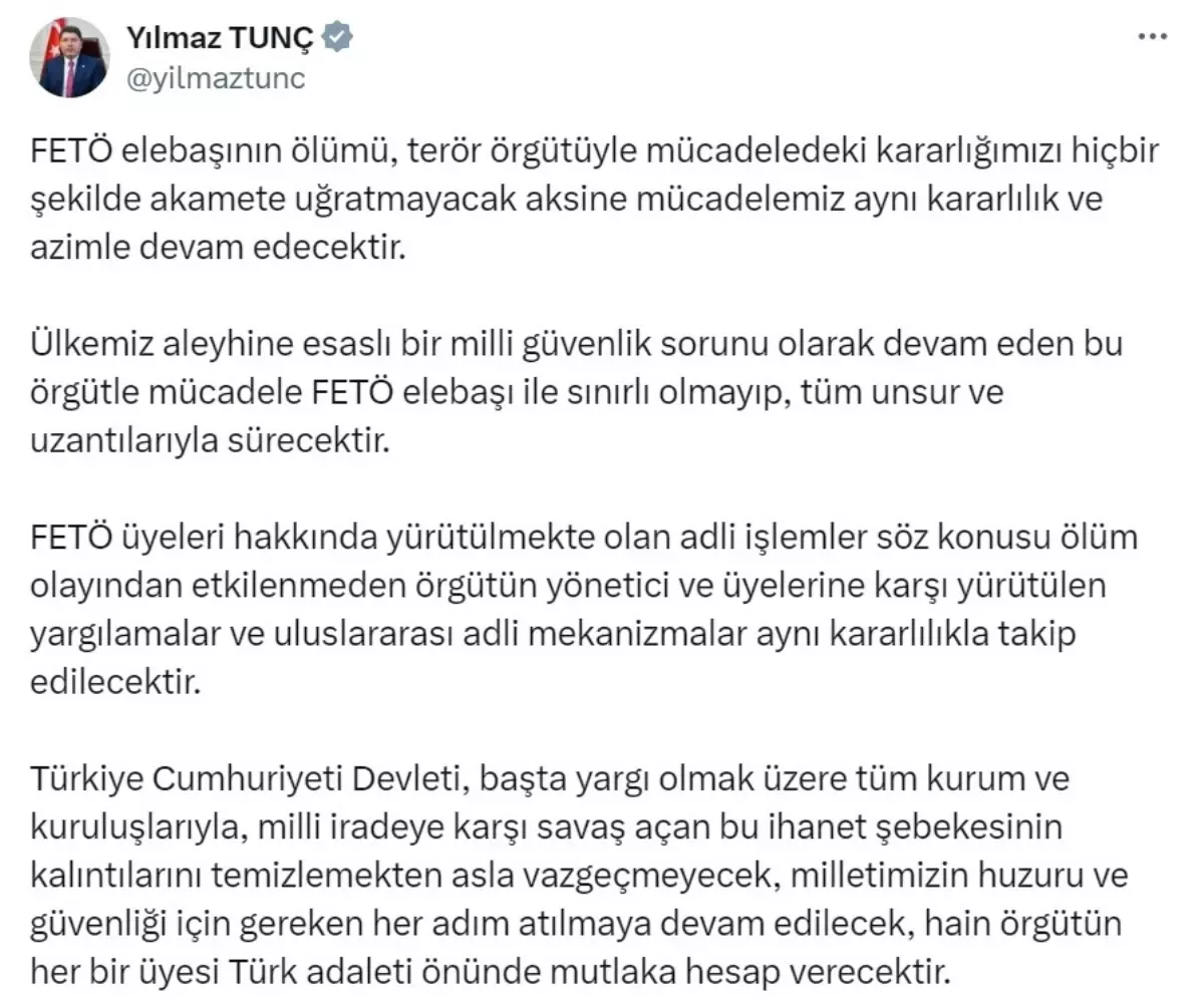 Bakan Tunç’tan FETÖ Açıklaması