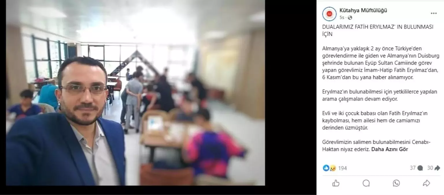 Kayıp İmam-Hatip için Dua Çağrısı